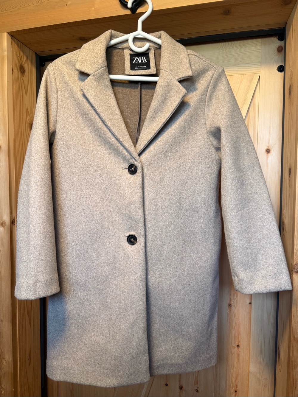 ZARA Taupe Single-Breasted Kids Pea Coat